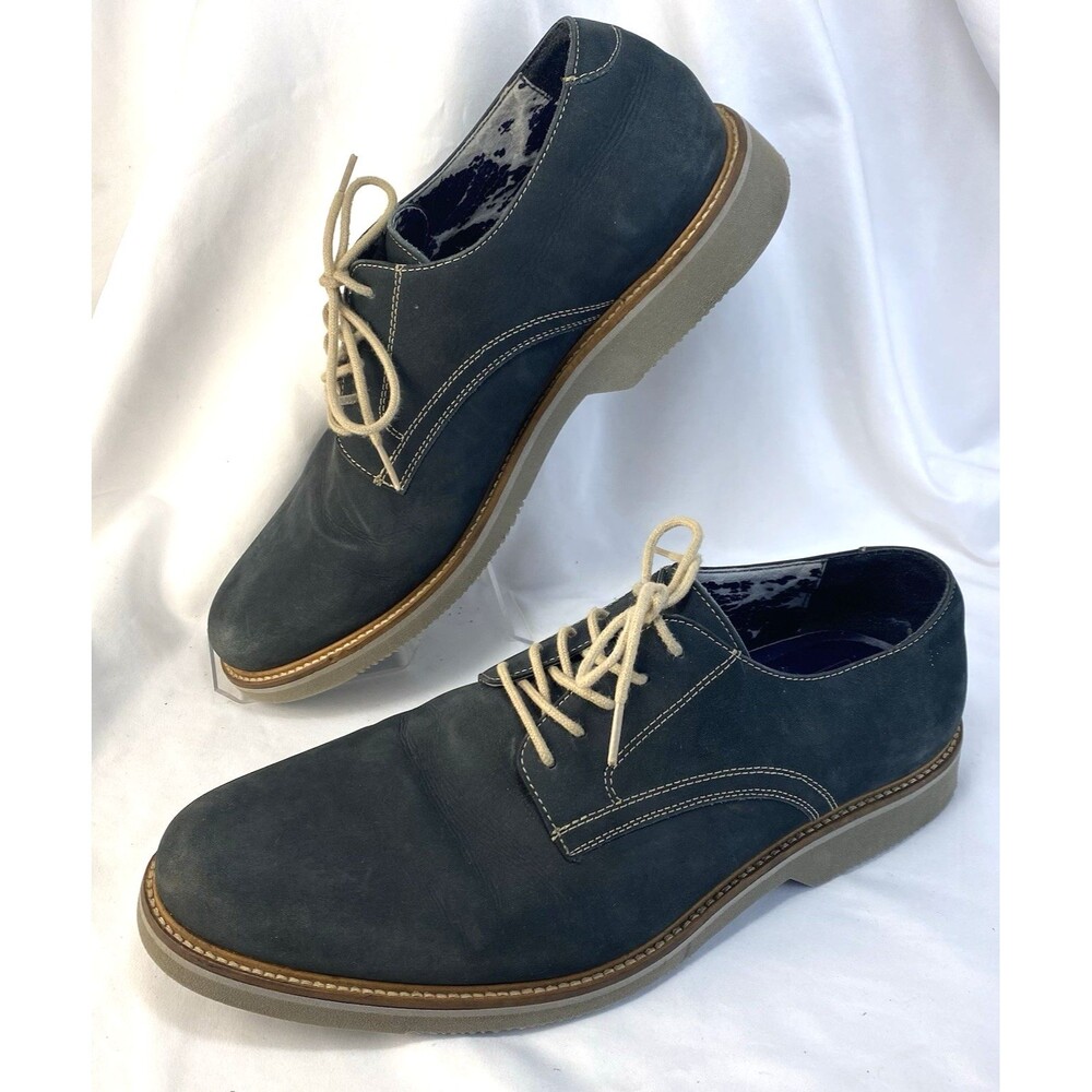 14TH & UNION Arlington Derby Shoe Men’s Sz 12 W Navy Marine Nubuck Leather FLAW